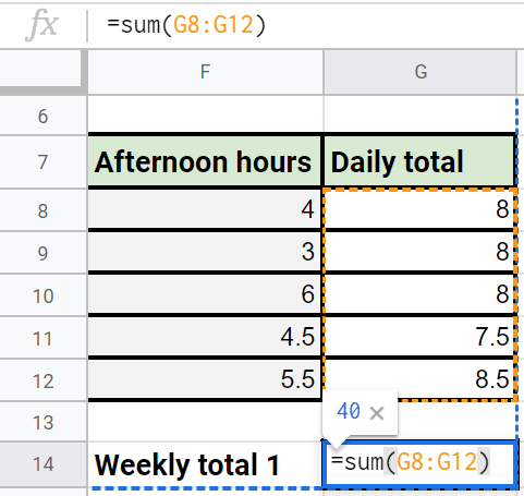 weekly working hours formula preview image