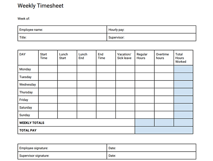 image of Timesheet Template