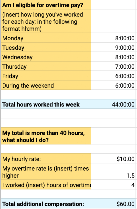 40-hour work week calculator