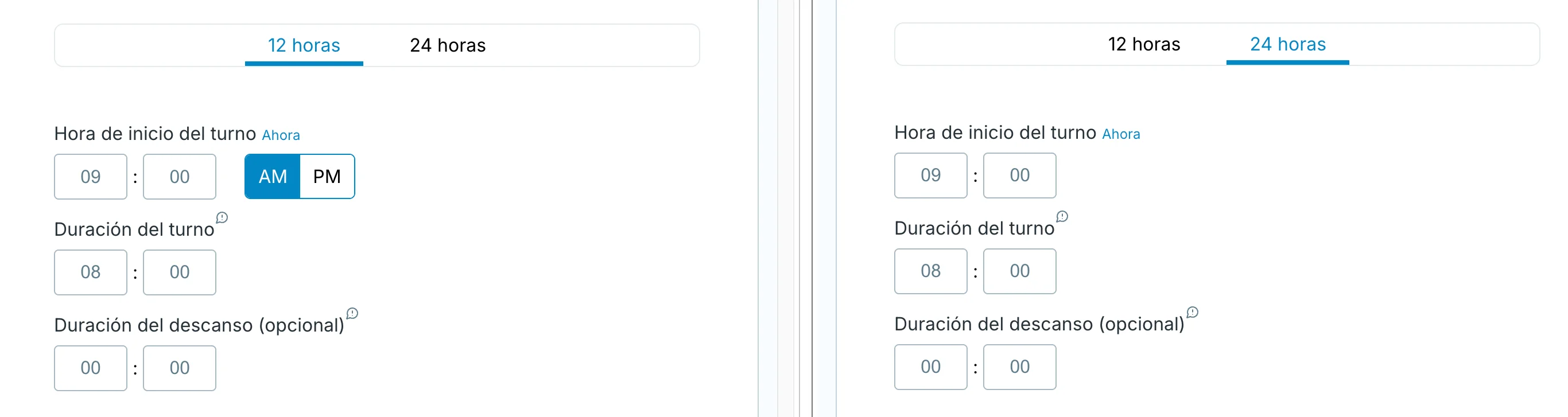 Elige el formato de hora