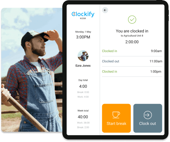 Reloj de fichar para agricultores - Clockify captura de pantalla