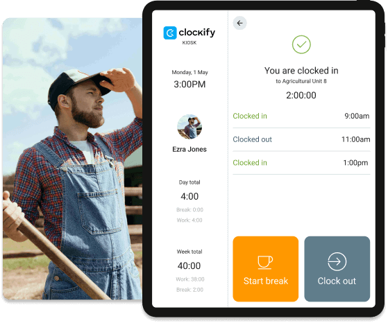 Pointeuse pour les ouvriers agricoles - Clockify capture d'écran