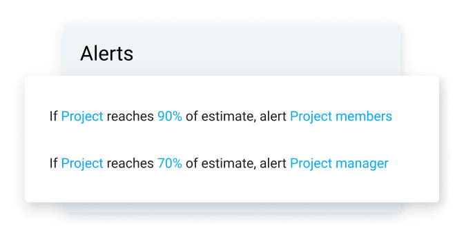 Set project alerts to not go over the estimates