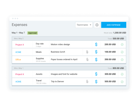 Expenses in Clockify