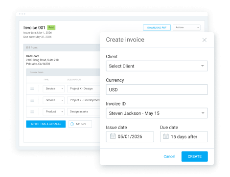 Creating invoices in Clockify