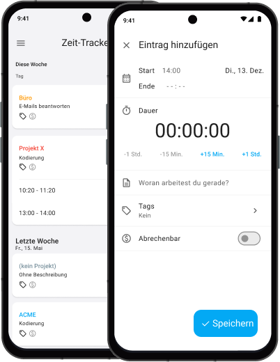 Android time tracking app screenshot of timer