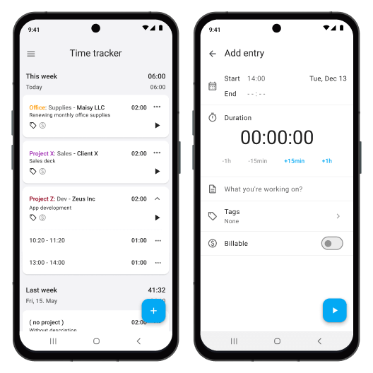 android timetracker app