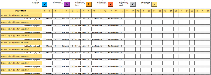 employee attendance sheet