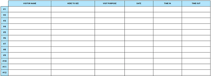 sign up template excel