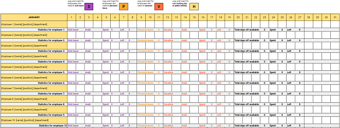 Attendance List Template from clockify.me