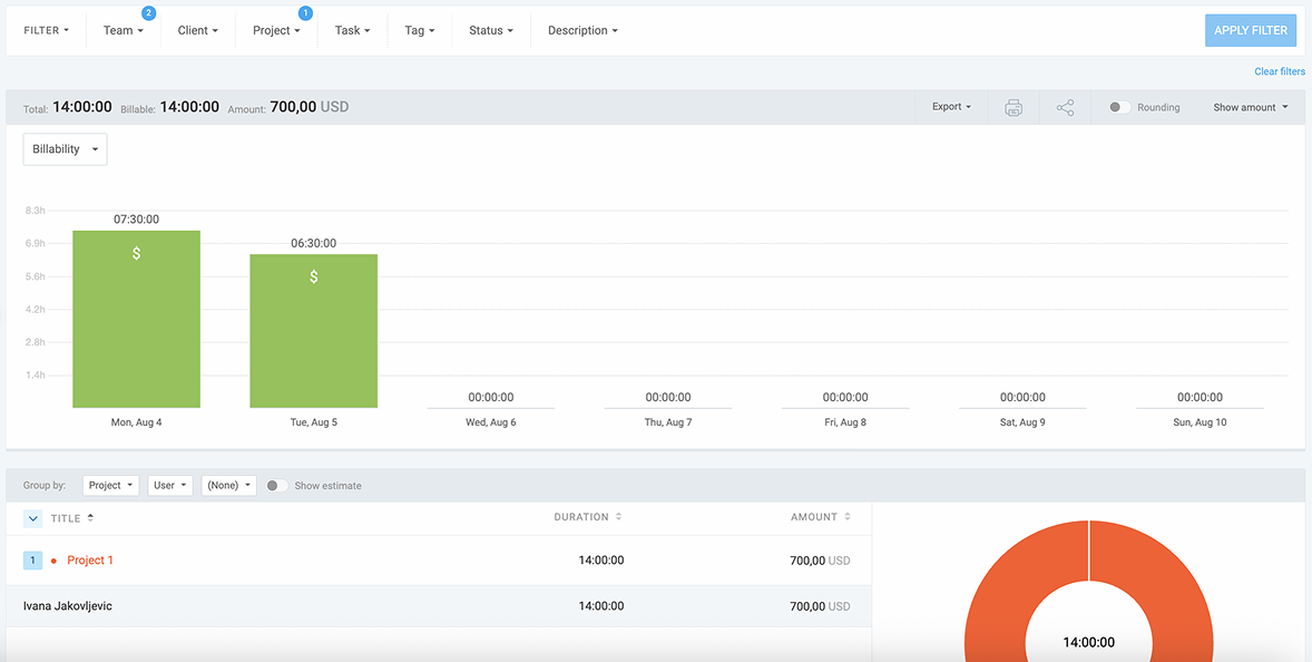 Clockify summary report