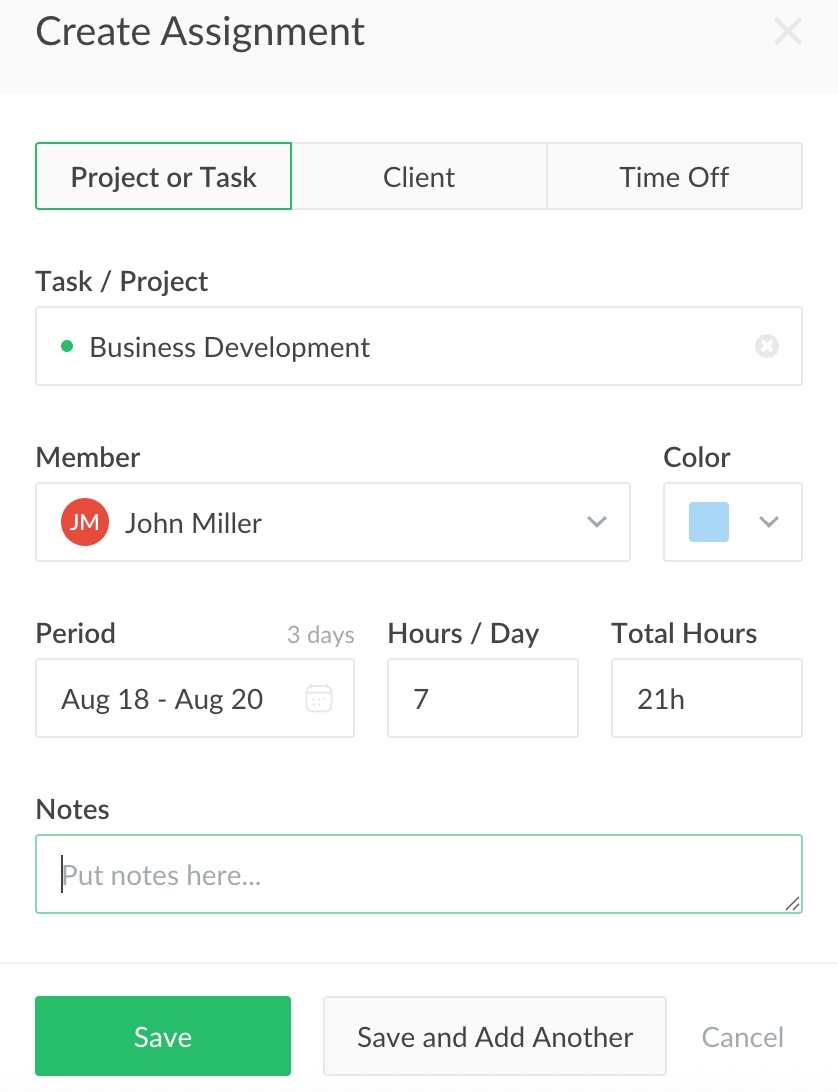 everhour option to create assignments