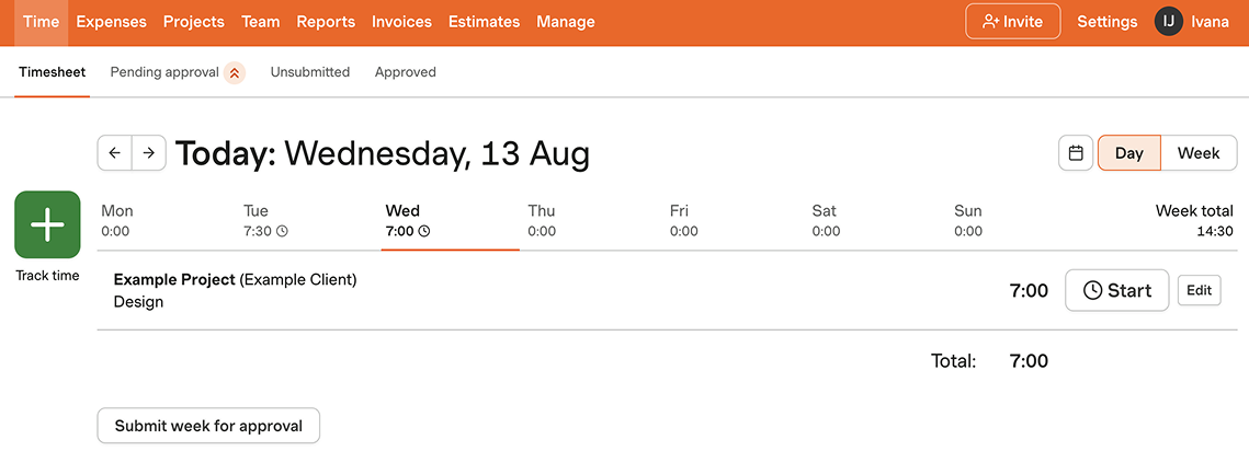 harvest time tracking app