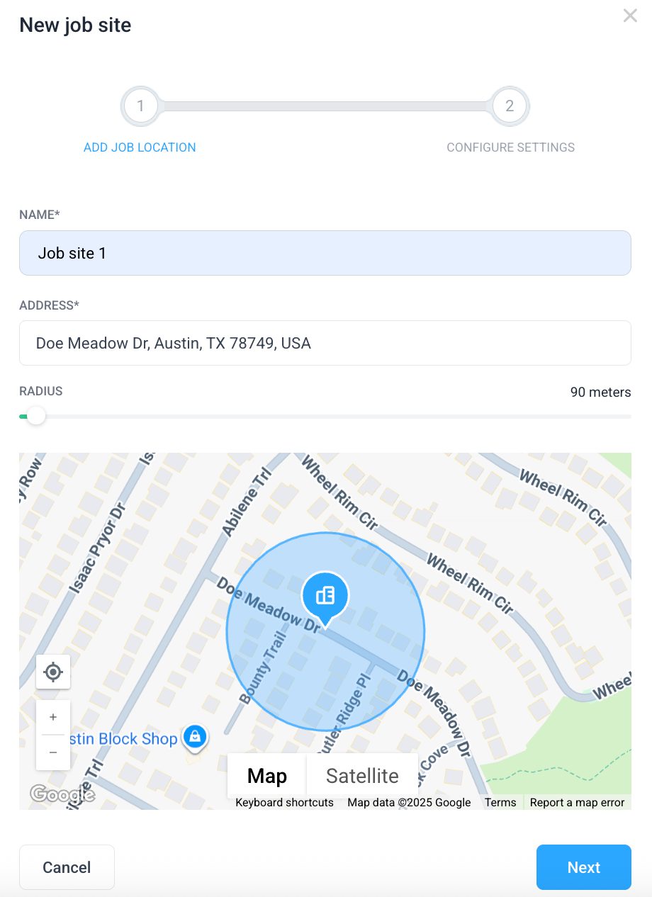 hubstaff adding job location