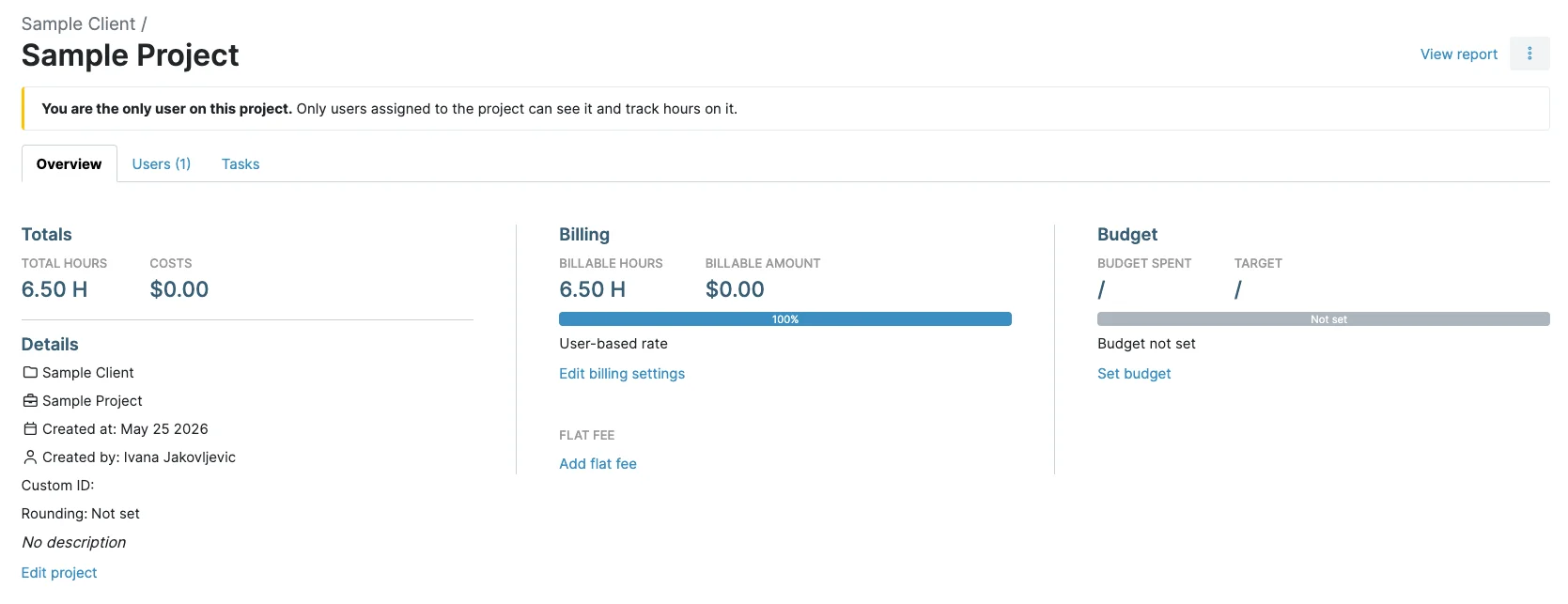 my hours overview of the project
