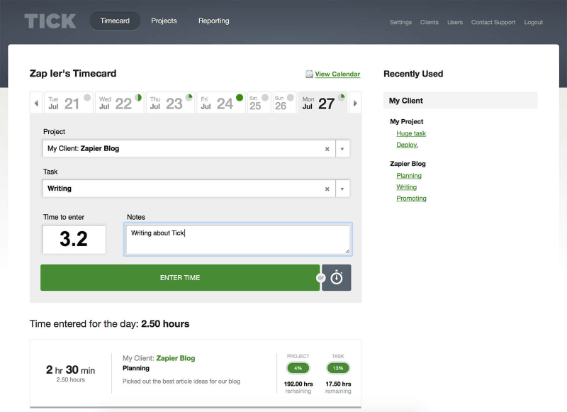 Best time tracking apps Tick screenshot
