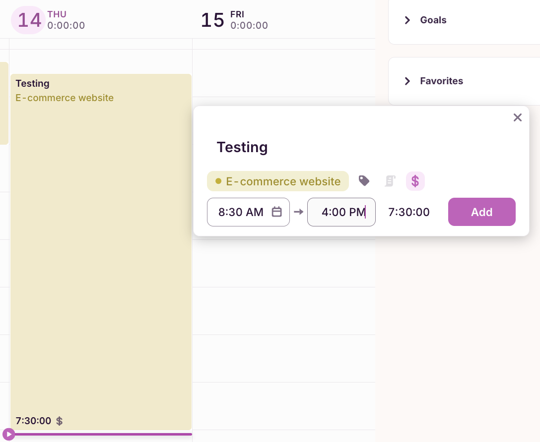 toggl track add time entry