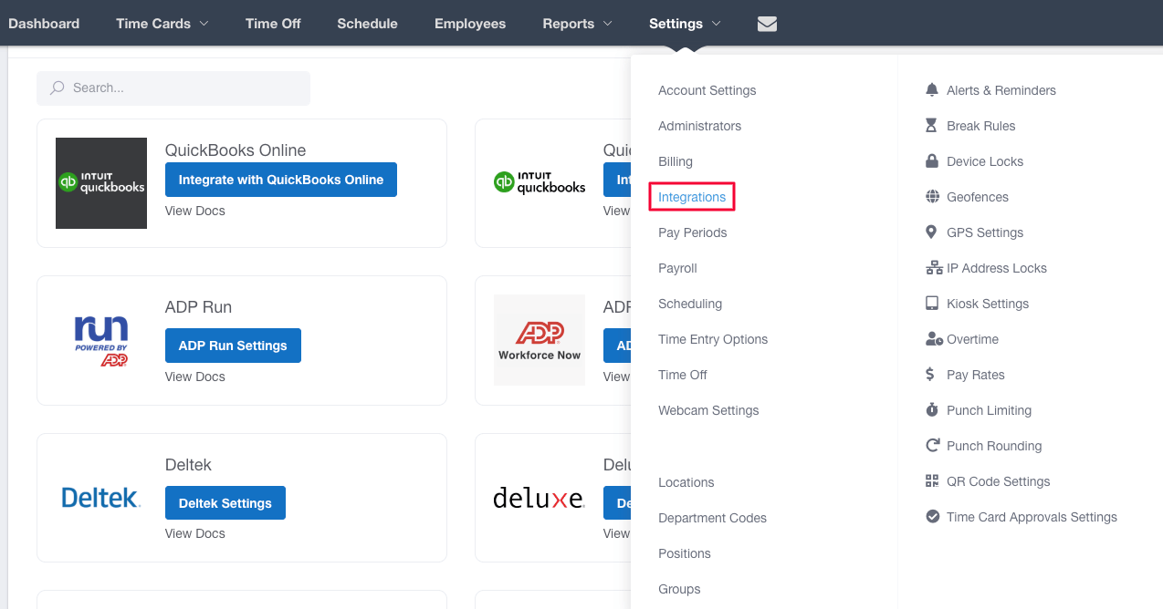Buddy Punch integrations