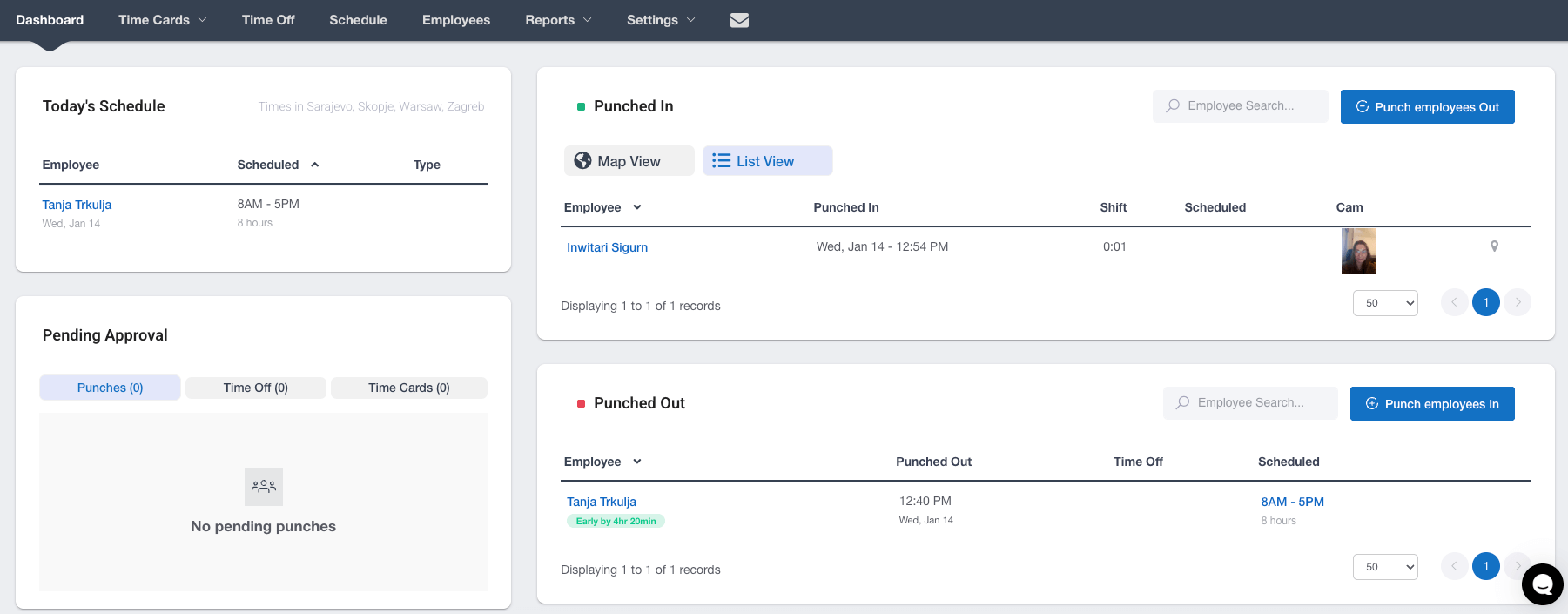 Buddy Punch web dashboard