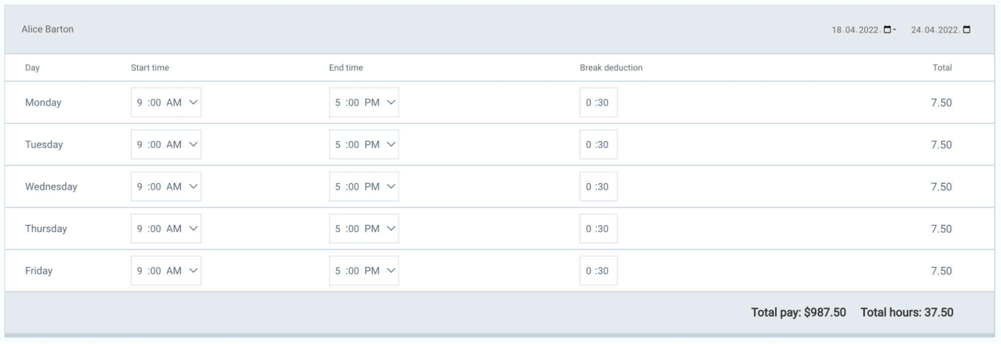 Calculer le salaire avec un calculateur de carte de pointage