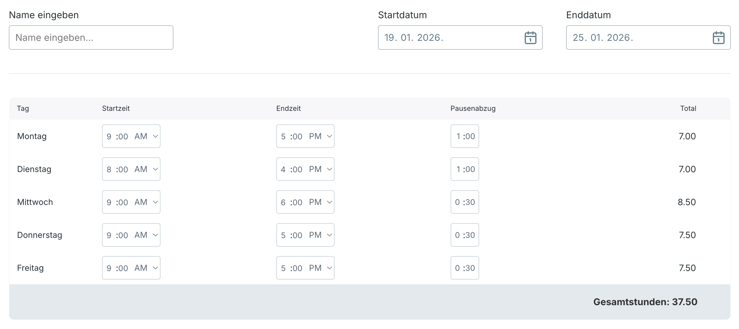 Calculating total hours