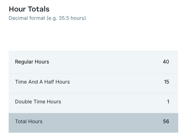 calculator shows regular and overtime hours in Clockify