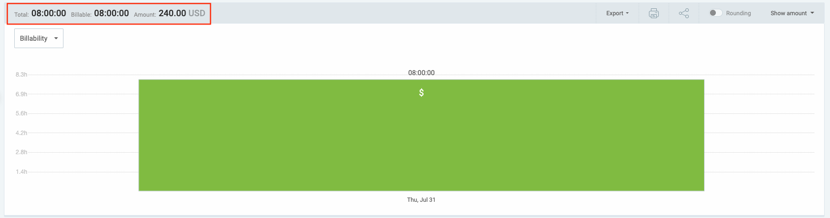 project for regular hours in Clockify