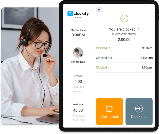 Time Clock for Call Centers - Clockify screenshot