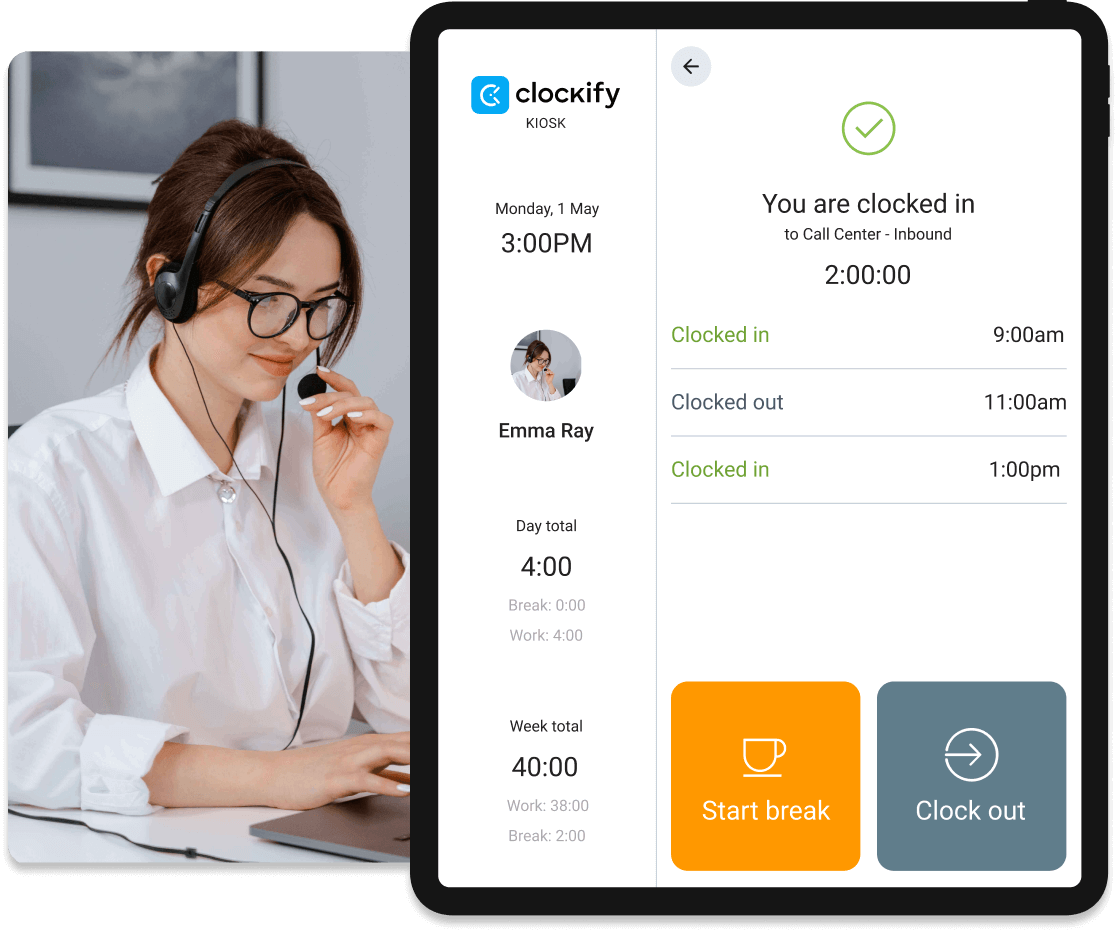 Call Center Time Clock App Clockify™