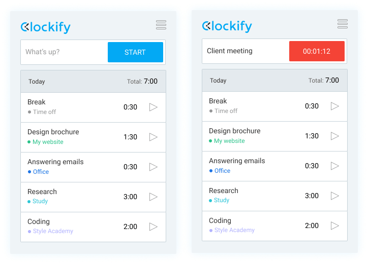 Clockify screenshot