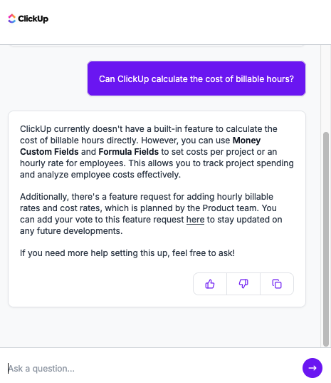ClickUp AI chatbot
