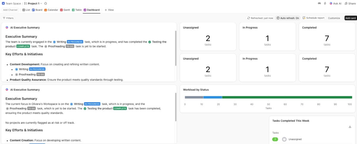 ClickUp detailed report