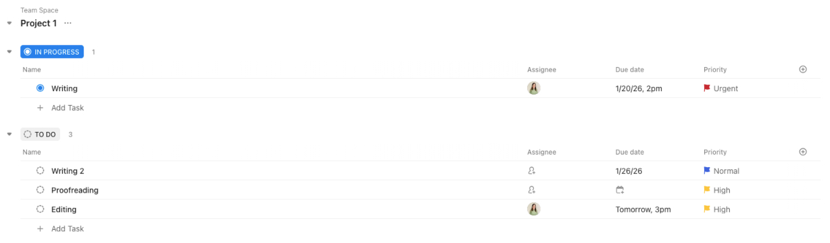 To-do list in ClickUp