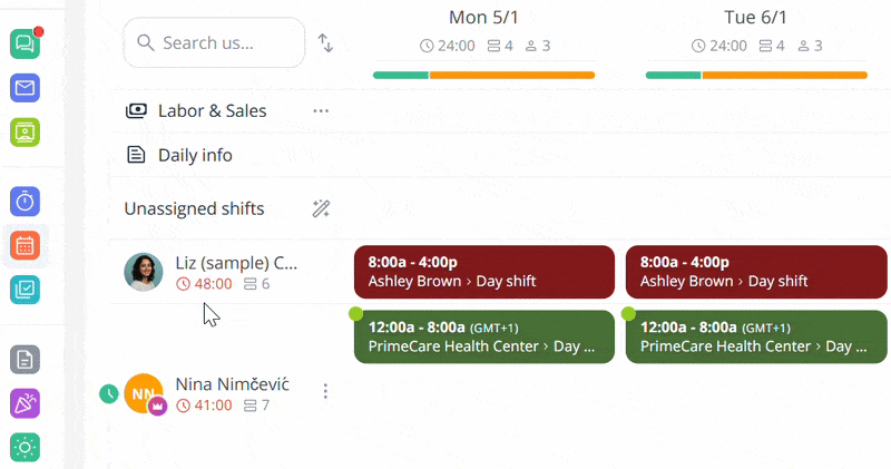 Activity and capacity indicators in Connecteam