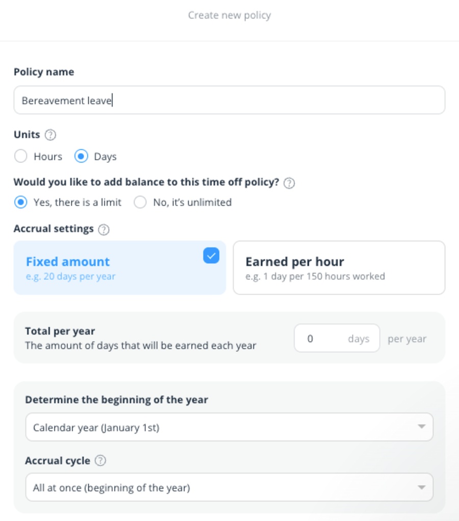 Creating a time off policy in Connecteam