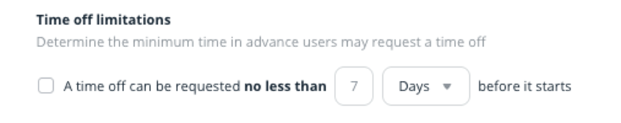 Limitations for time-off requests in Connecteam