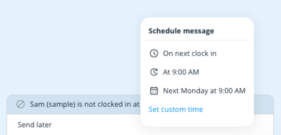 Scheduling messages in Connecteam