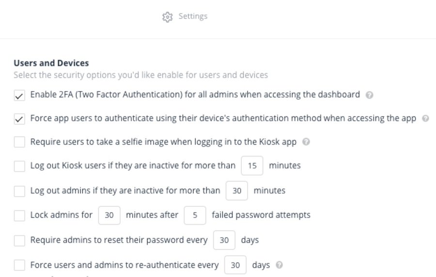 Security settings in Connecteam