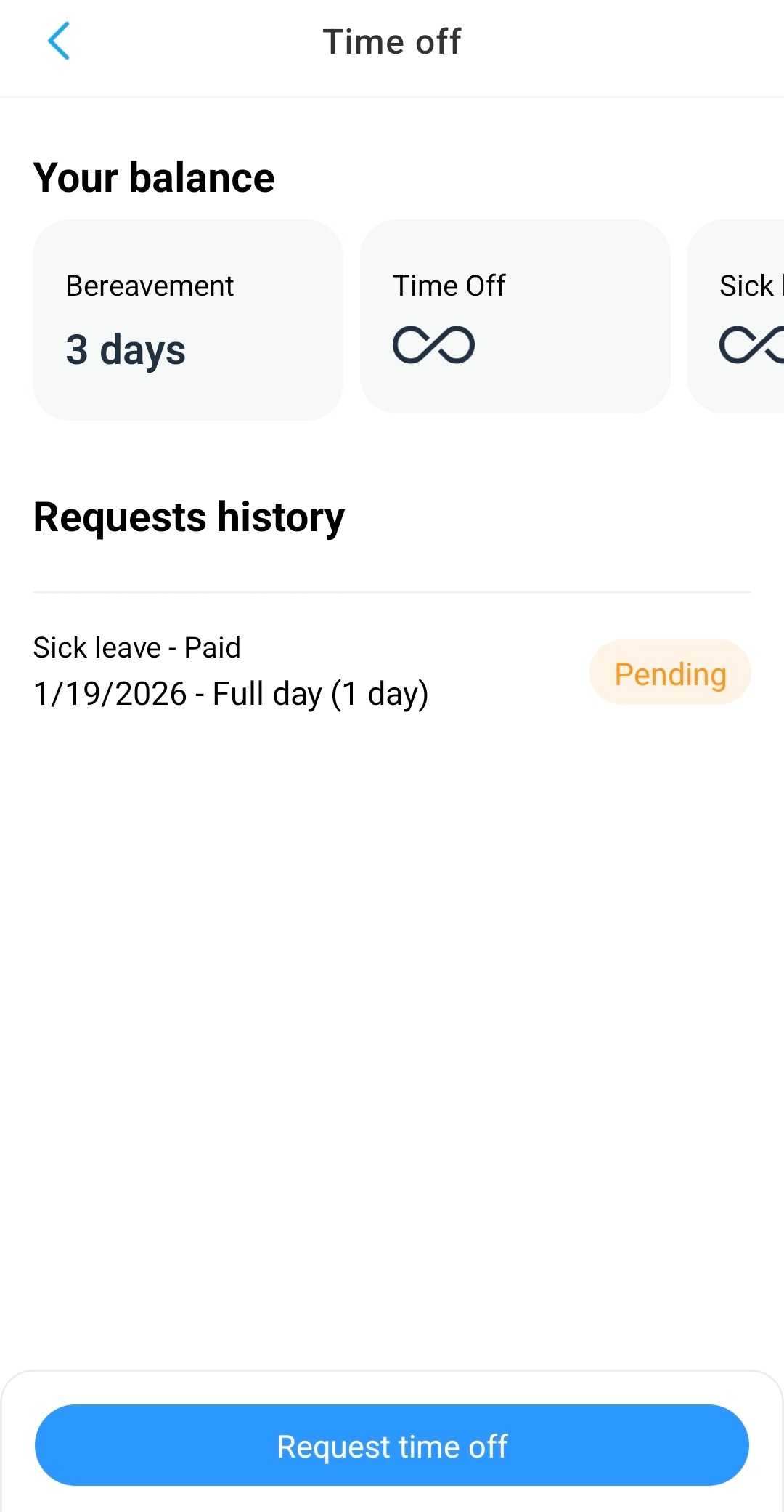 Time off in the Connecteam mobile app