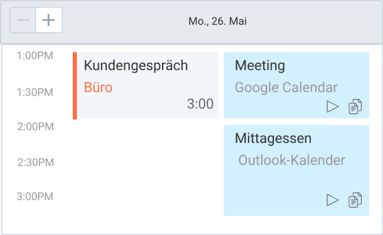 scheduled events vs tracked time in Clockify