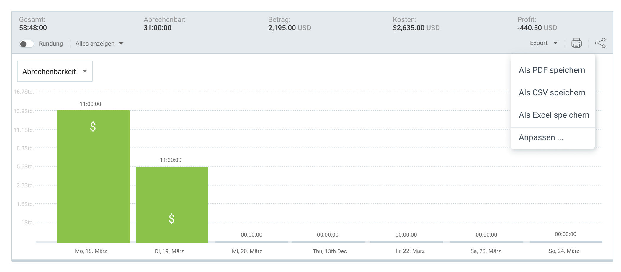 export reports in Clockify