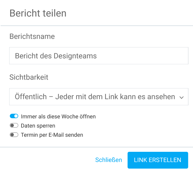 share report in Clockify