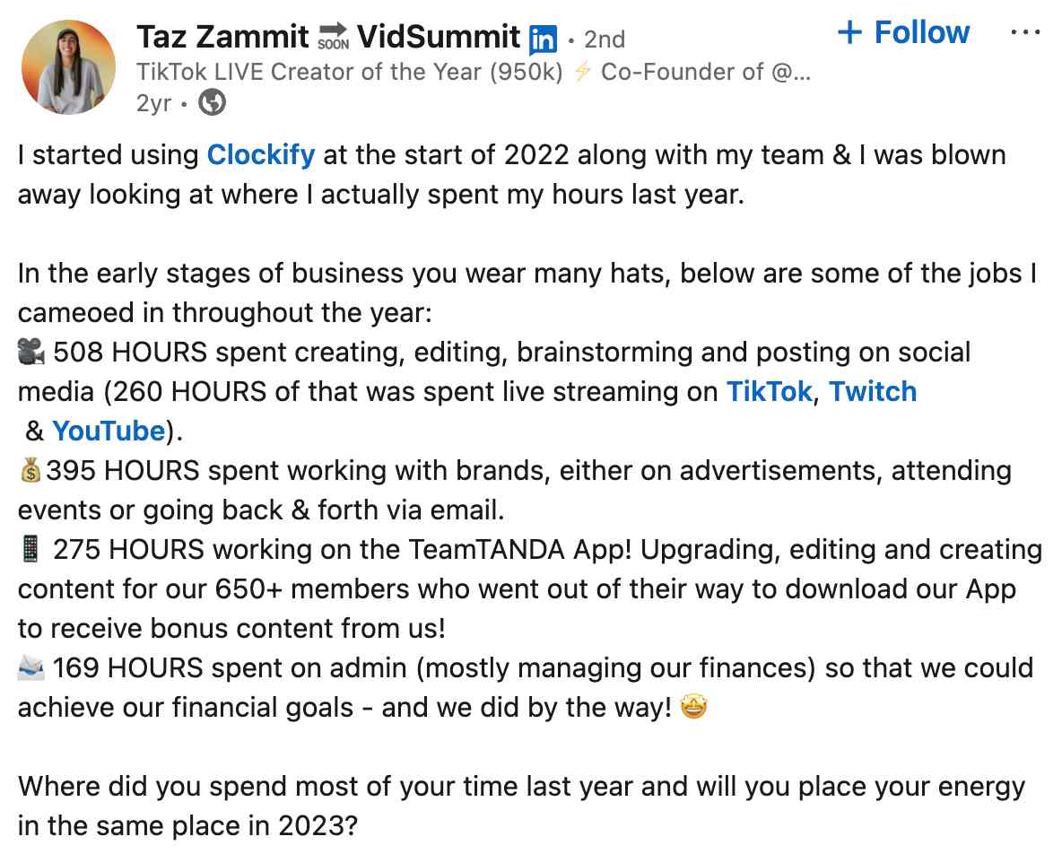 Taz's post on LinkedIn