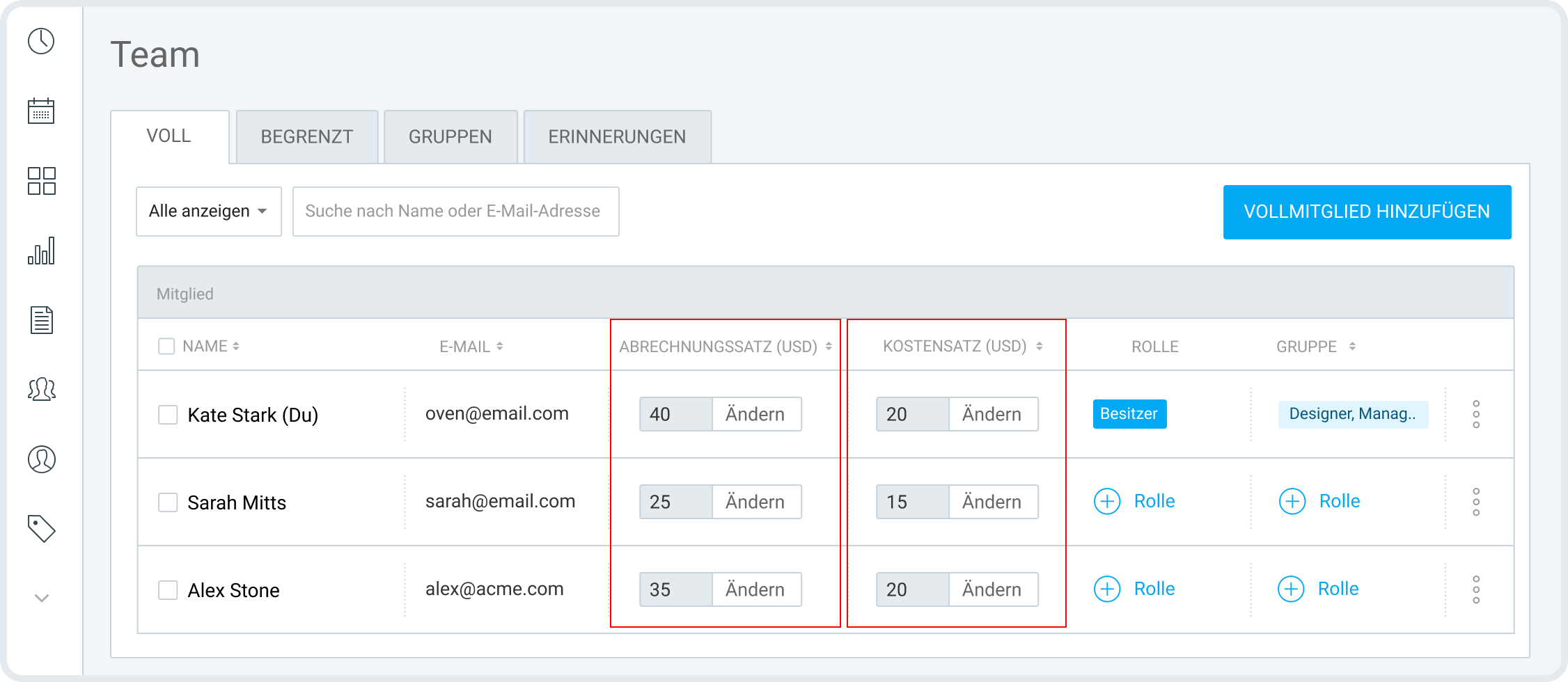 Setting billable rates in Clockify