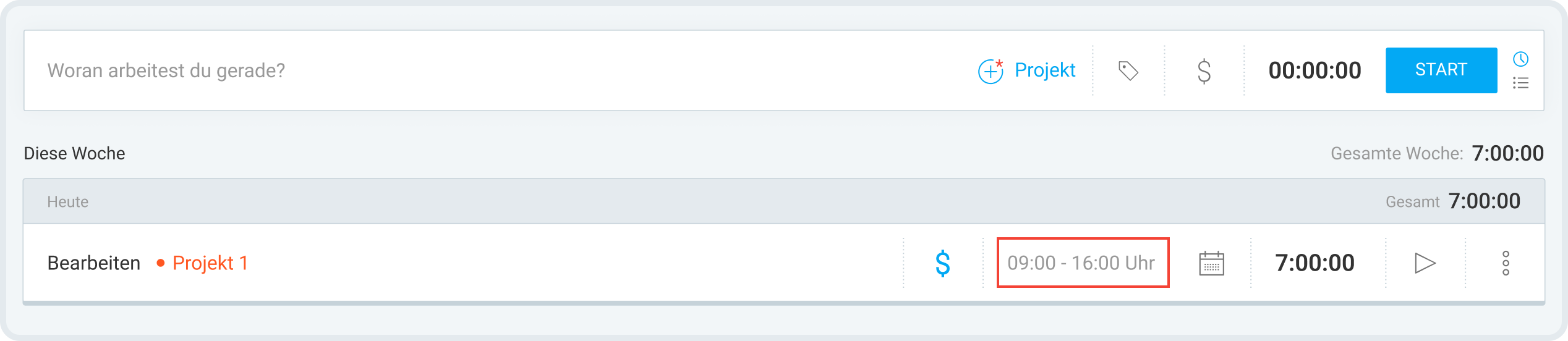 Time entries in Clockify