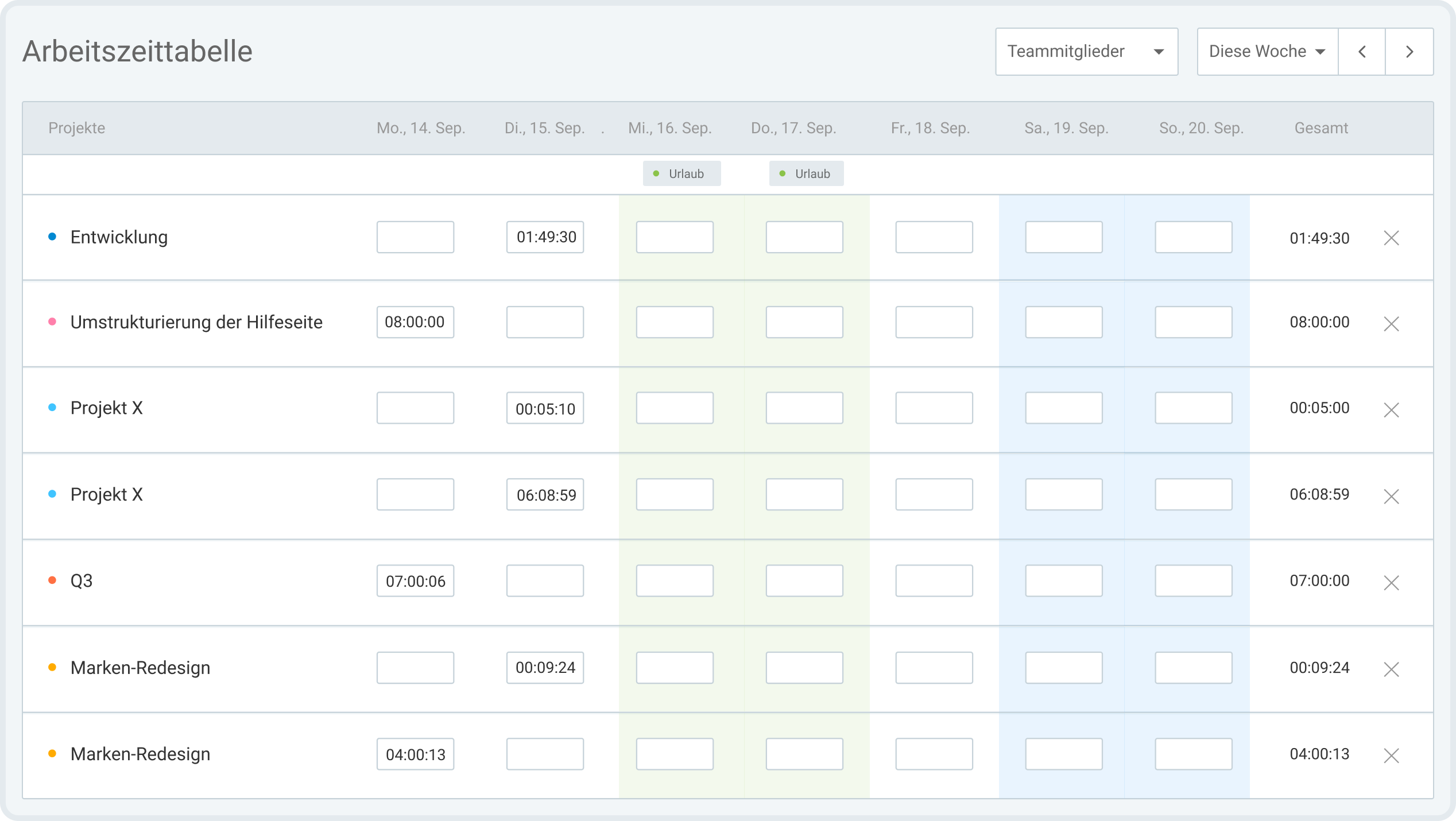 timesheets in Clockify