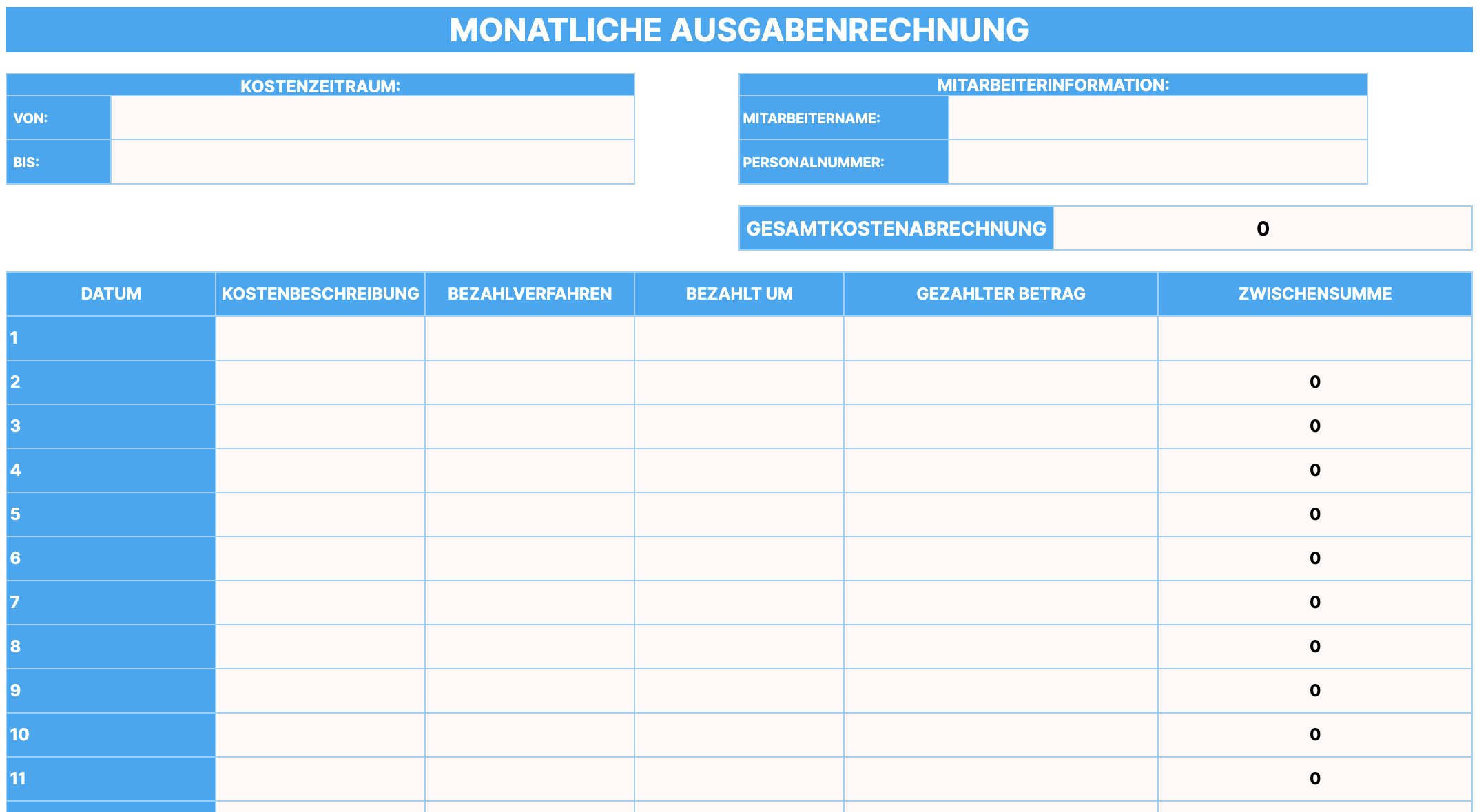 Preview of the Monthly Expense Report Template