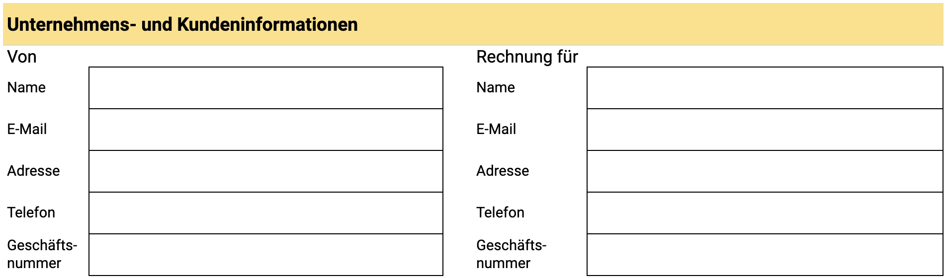 invoice templates business information