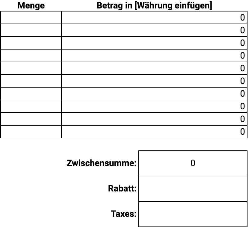 invoice templates quantity amount