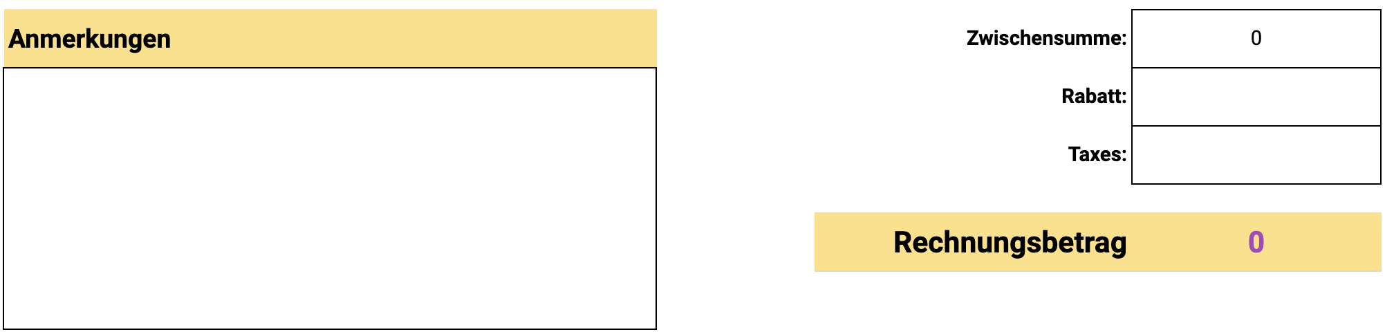 invoice templates total